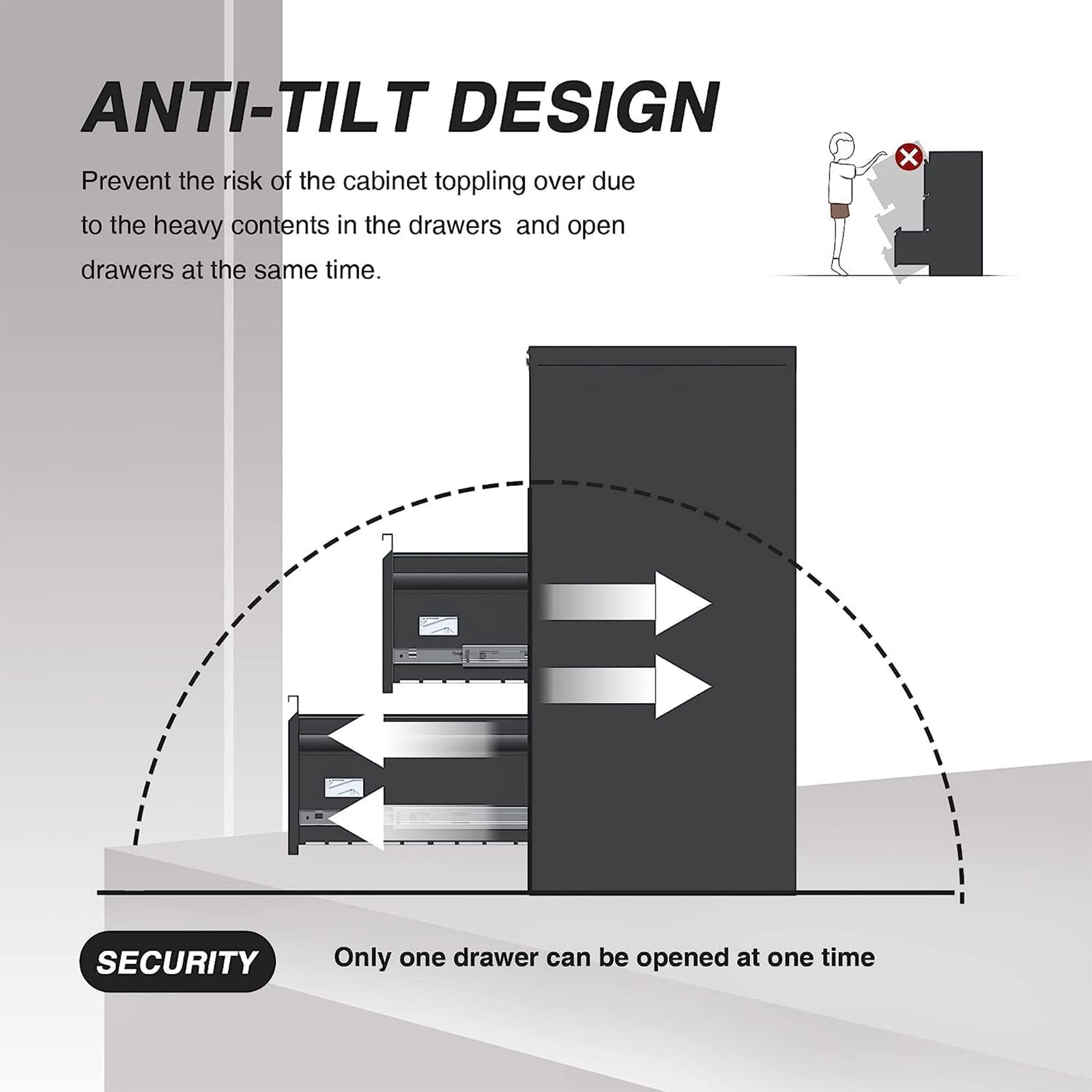 AOBABO 3 Drawer Metal File Cabinet with Lock for Home and Office,Black(Open Box) - VMInnovations