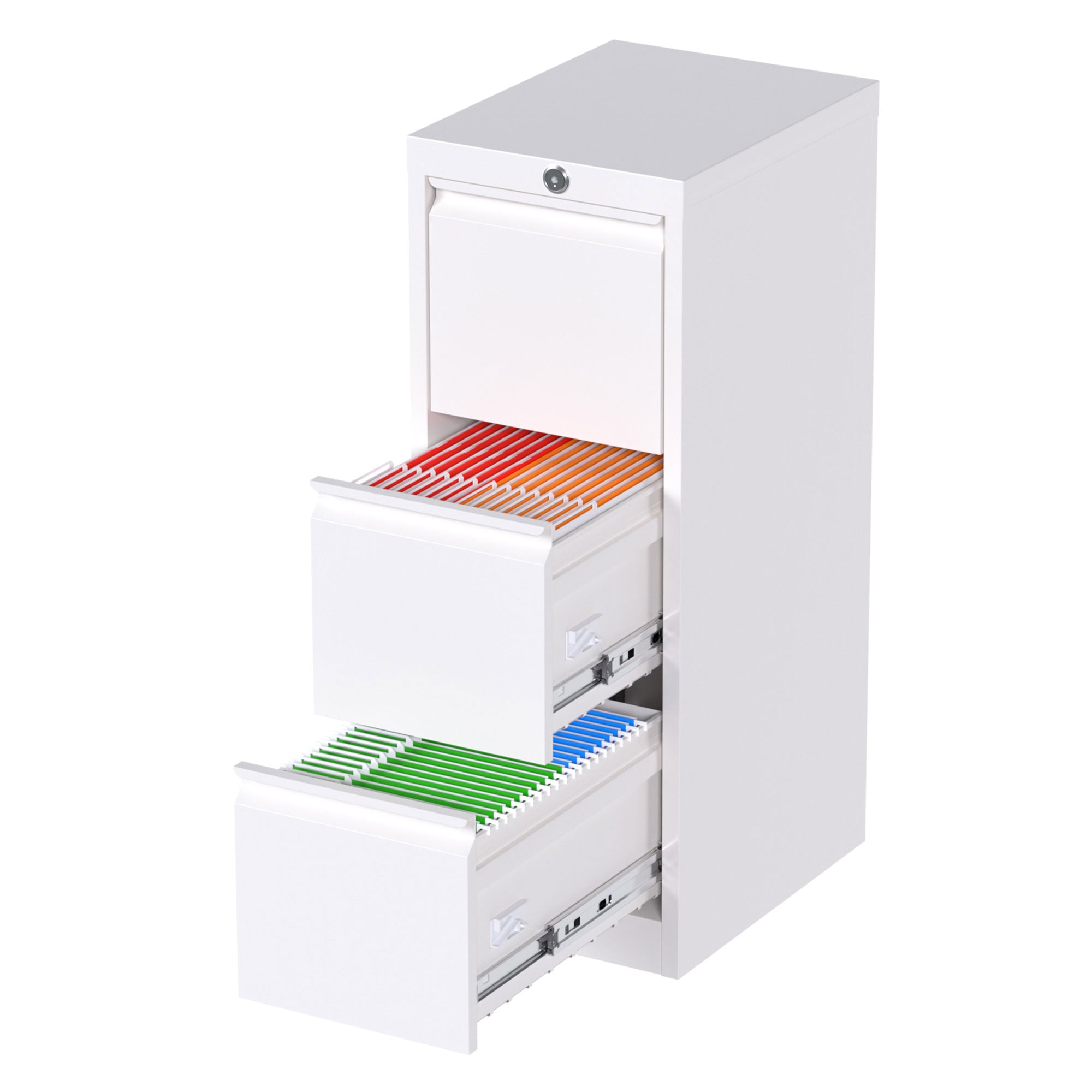 AOBABO 3 Drawer Metal File Cabinet w/Lock for Home & Office, White (Open Box) - VMInnovations