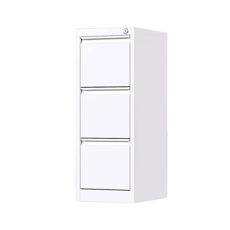 AOBABO 3 Drawer Metal File Cabinet w/Lock for Home & Office, White (Open Box)