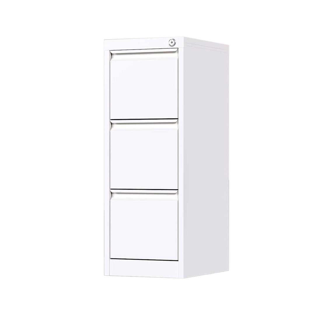 AOBABO 3 Drawer Vertical Metal File Cabinet w/Lock for Home & Office,White(Used) - VMInnovations
