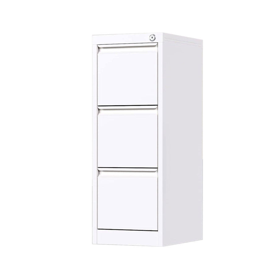 AOBABO 3 Drawer Vertical Metal File Cabinet w/Lock for Home & Office,White(Used) - VMInnovations