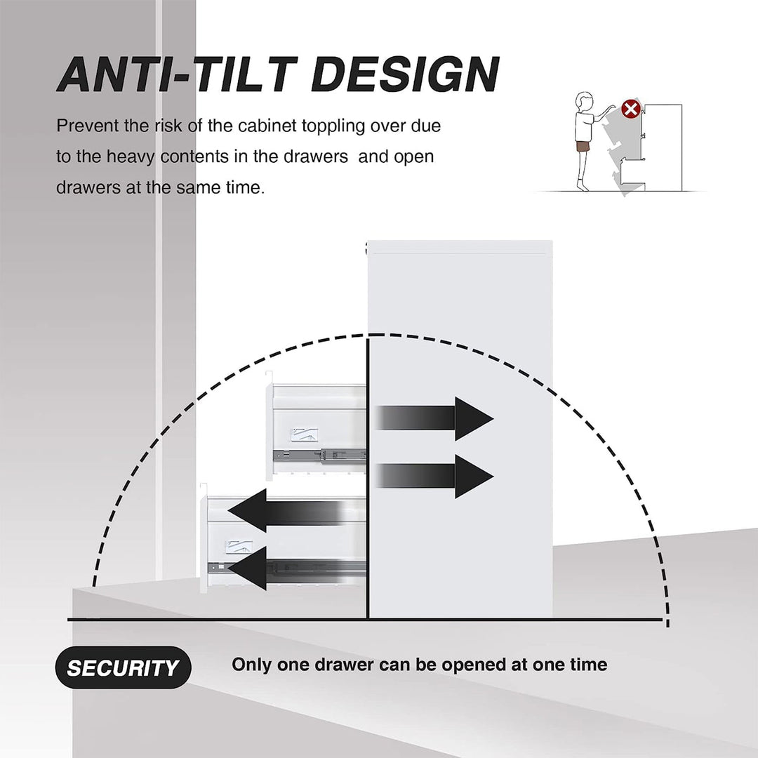 AOBABO 3 Drawer Vertical Metal File Cabinet w/Lock for Home & Office,White(Used) - VMInnovations