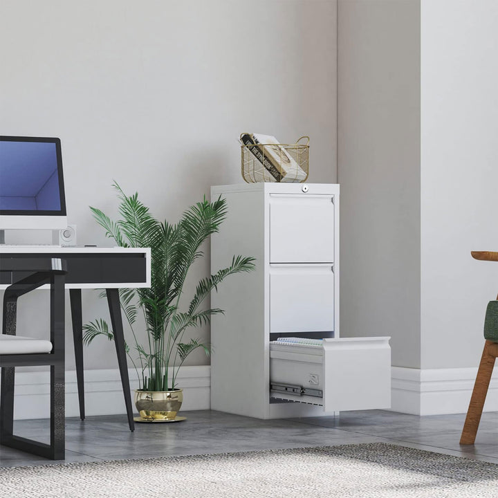 AOBABO 3 Drawer Vertical Metal File Cabinet w/Lock for Home & Office,White(Used) - VMInnovations