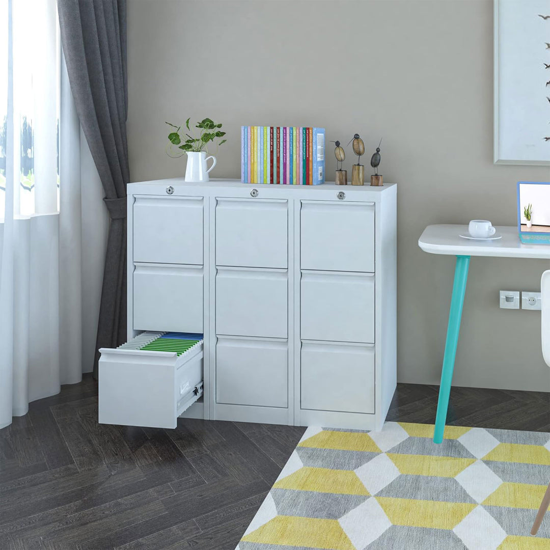 AOBABO 3 Drawer Vertical Metal File Cabinet w/Lock for Home & Office,White(Used) - VMInnovations