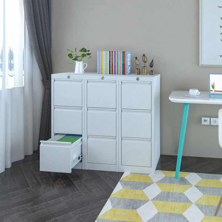 AOBABO 3 Drawer Vertical Metal File Cabinet w/Lock for Home & Office,White(Used) - VMInnovations