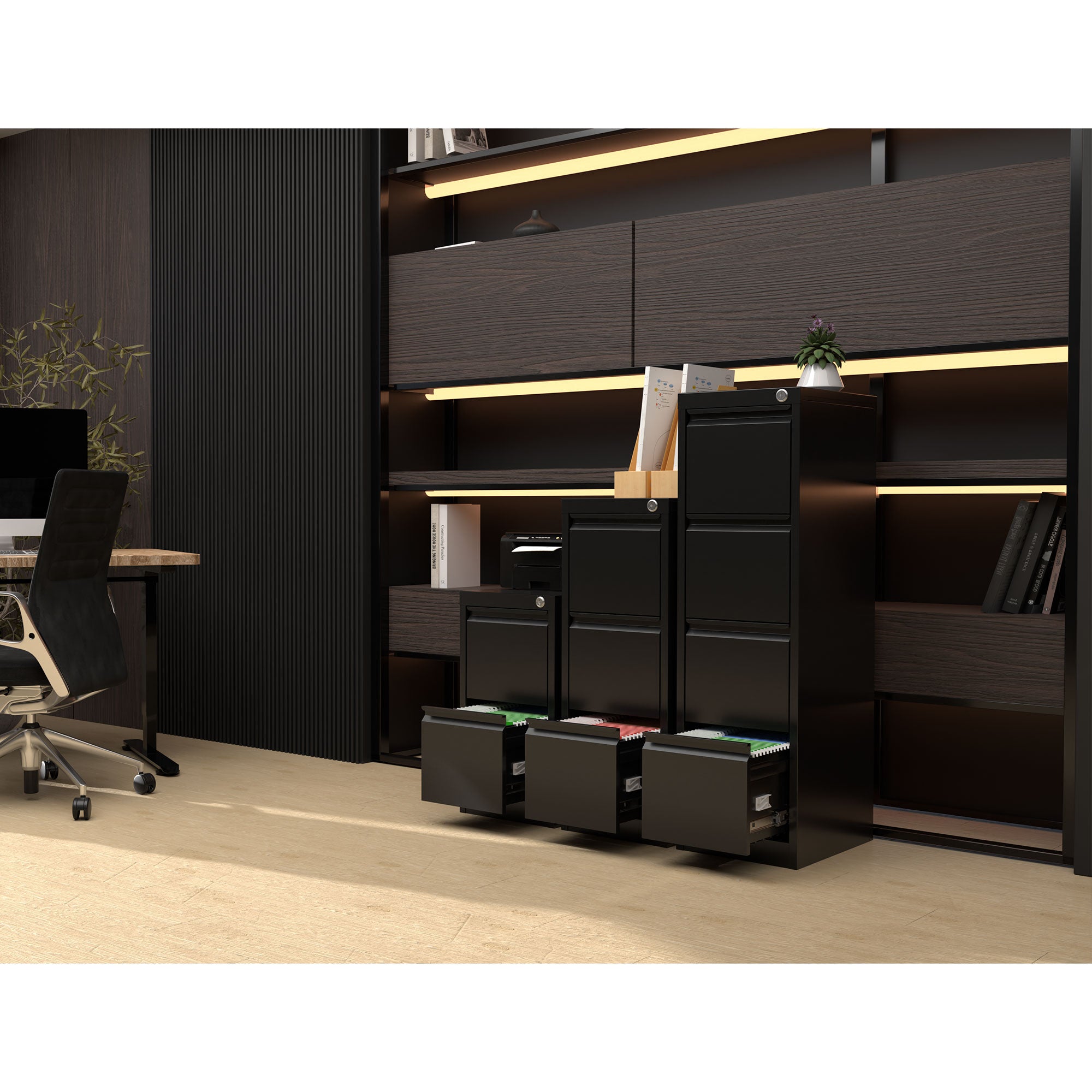 AOBABO 4 Drawer Vertical Metal File Cabinet with Lock for Home and Office, Black - VMInnovations