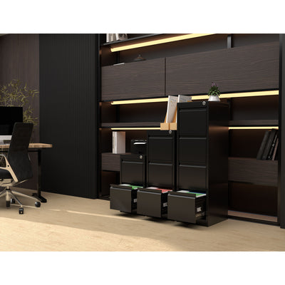 AOBABO 4 Drawer Vertical Metal File Cabinet with Lock for Home and Office, Black - VMInnovations