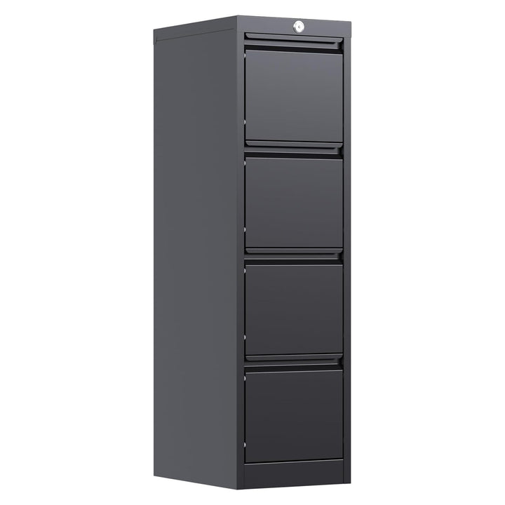 AOBABO 4 Drawer Vertical Metal File Cabinet with Lock for Home and Office, Black - VMInnovations