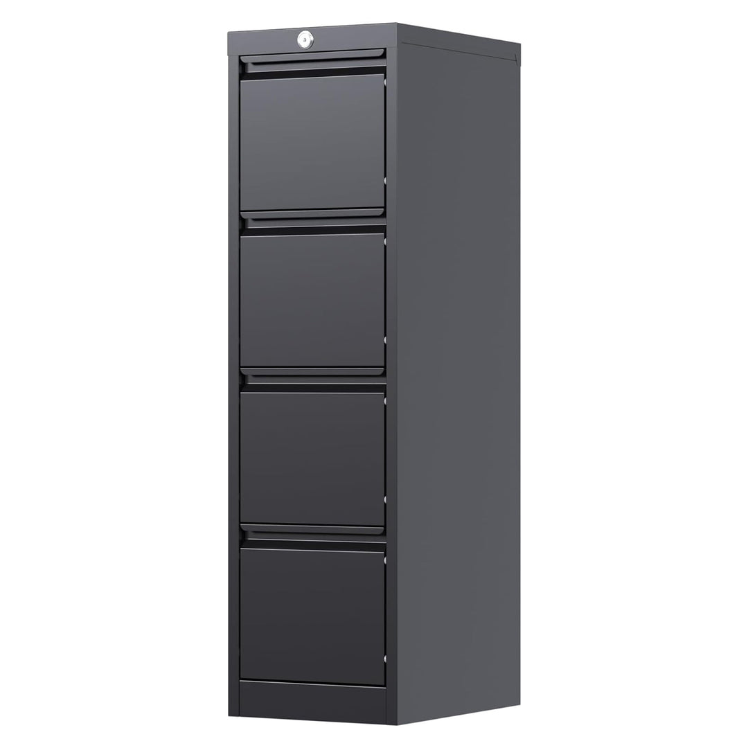 AOBABO 4 Drawer Vertical Metal File Cabinet with Lock for Home and Office, Black - VMInnovations