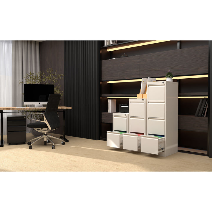 AOBABO 4 Drawer Metal File Cabinet with Lock for Home & Office, White (Open Box)