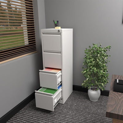 AOBABO 4 Drawer Metal File Cabinet w/Lock for Home & Office, White (Used) - VMInnovations