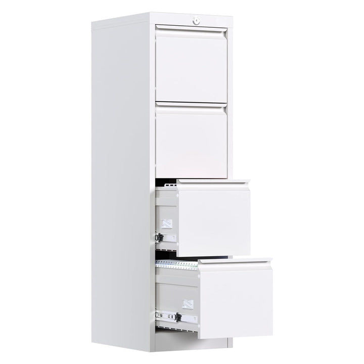 AOBABO 4 Drawer Vertical Metal File Cabinet with Lock for Home and Office, White