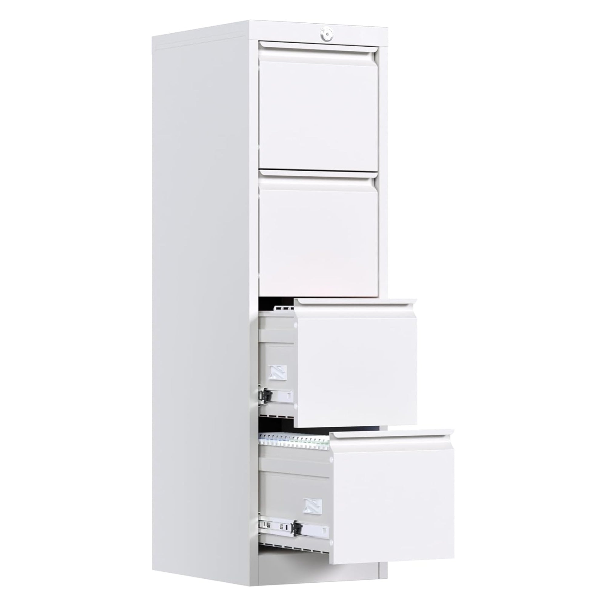AOBABO 4 Drawer Metal File Cabinet w/Lock for Home & Office, White (Used) - VMInnovations