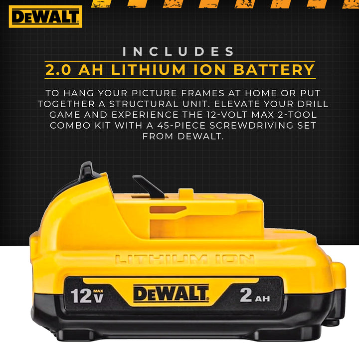 DeWalt 12V Cordless Impact Driver & Drill Hand Tool w/45 Drill Bits(Open Box) - VMInnovations