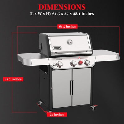 Weber Genesis Stainless Steel 3 Burner Liquid Propane Gas Grill,Silver(Open Box)