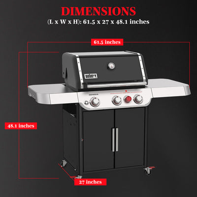 Weber Genesis E-325S Stainless Steel 3 Burner Liquid Propane Gas Grill, Black - VMInnovations