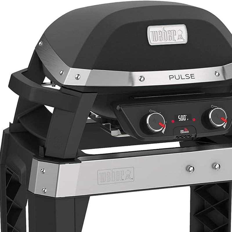 Weber Pulse 200 Electric Grill Rolling Cart w/Foldable Side Table, Black (Used)