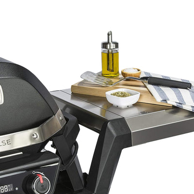 Weber Pulse 200 Electric Grill Rolling Cart with Foldable Side Table, Black - VMInnovations
