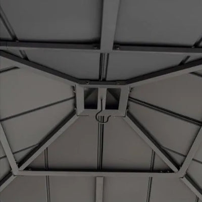 Sunjoy Hildreth 11 x 13 Foot Screened Gazebo Canopy Outdoor Pergola Tent, Black - VMInnovations