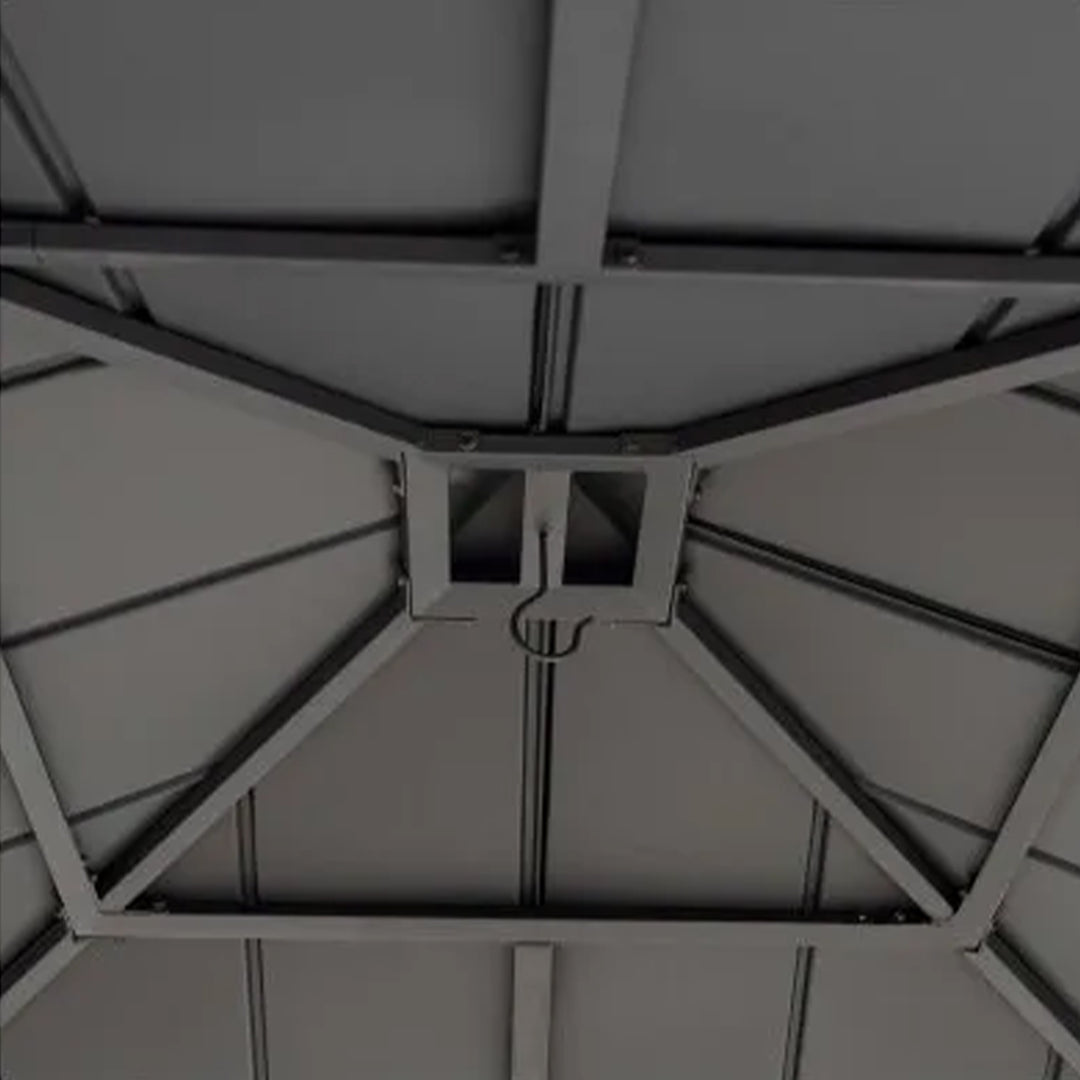 Sunjoy Hildreth 11 x 13 Foot Screened Gazebo Canopy, Black (Open Box)