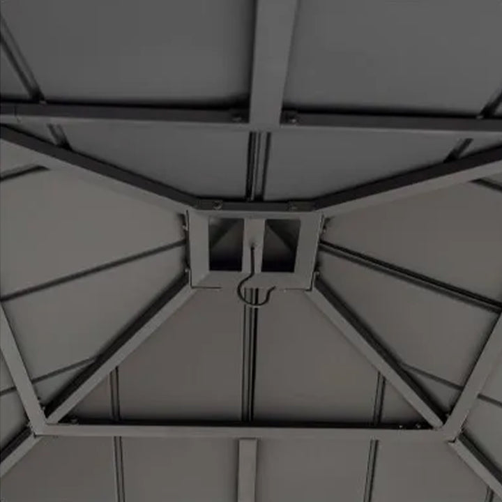 Sunjoy Hildreth 11 x 13 Foot Screened Gazebo Canopy, Black (Open Box)