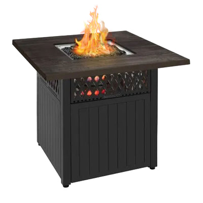 Four Seasons Courtyard Dual Heat 41,000 BTU Square Gas Fire Pit with Tabletop