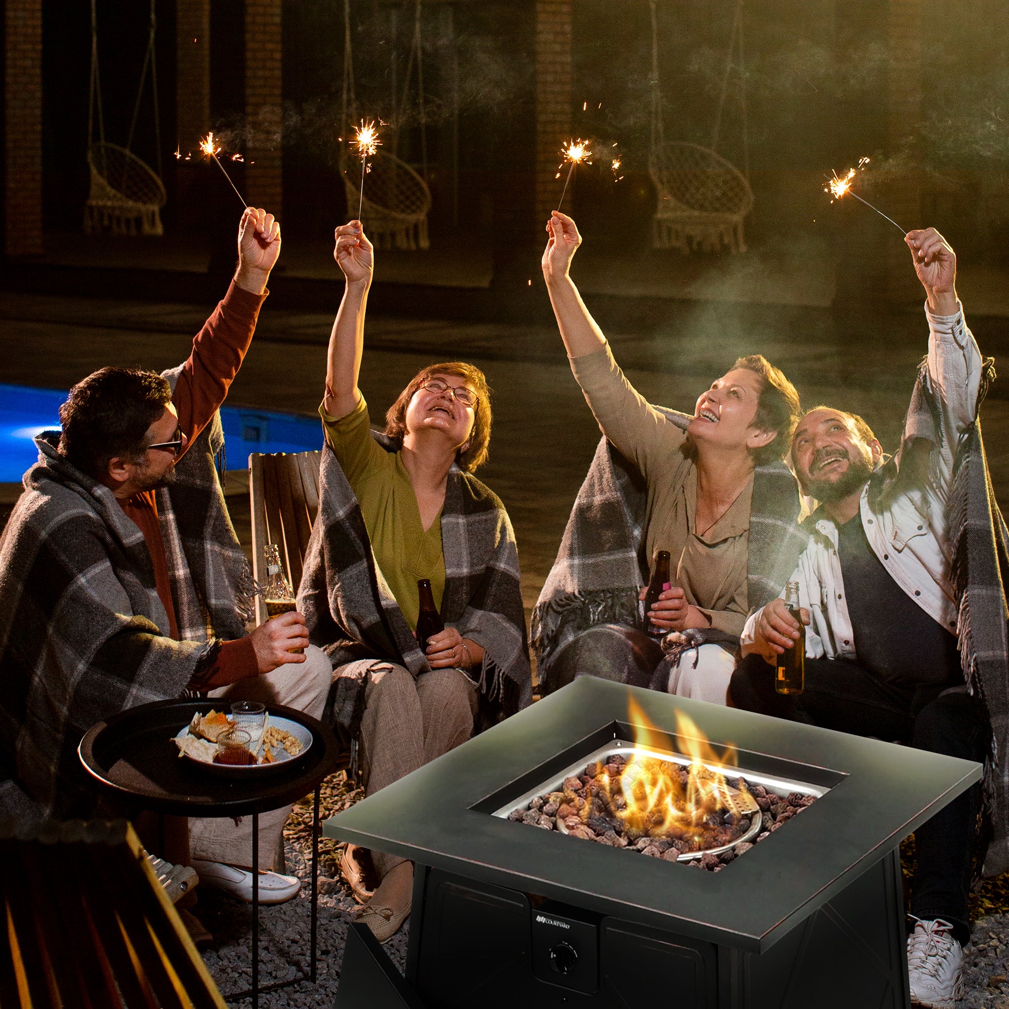 Four Seasons Dual Heat 50,000 BTU Gas Tabletop Outdoor Fire Pit(For Parts) - VMInnovations