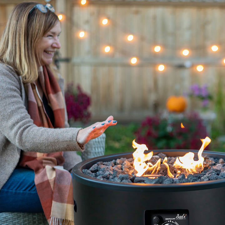 Four Seasons Courtyard 50,000 BTU Round Outdoor Column Portable Gas Fire Pit - VMInnovations
