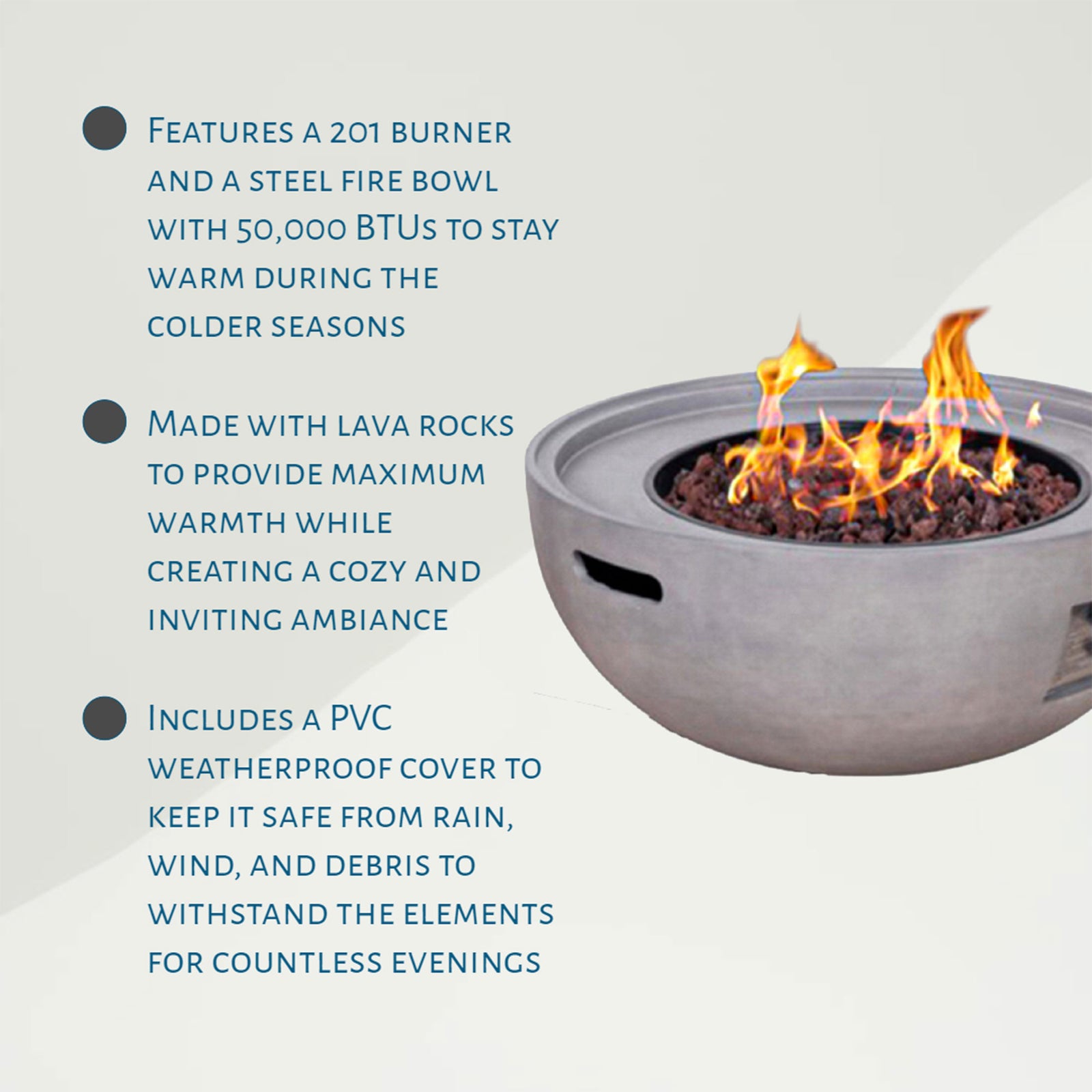 Four Seasons Courtyard 50,000 BTU Round Backyard Concrete Gas Fire Pit (Used) - VMInnovations