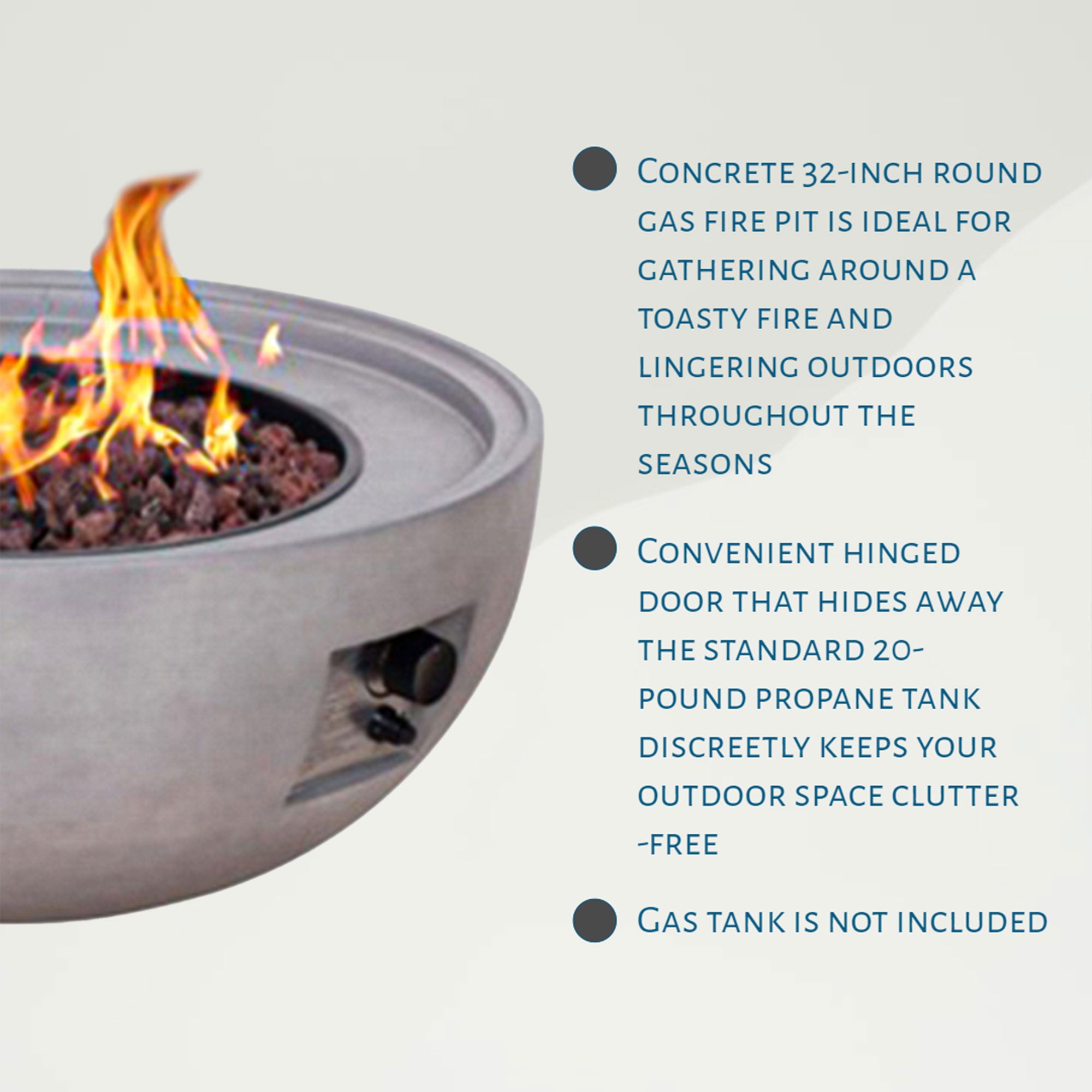 Four Seasons 50,000 BTU Round Outdoor Backyard Concrete Gas Fire Pit (Open Box) - VMInnovations