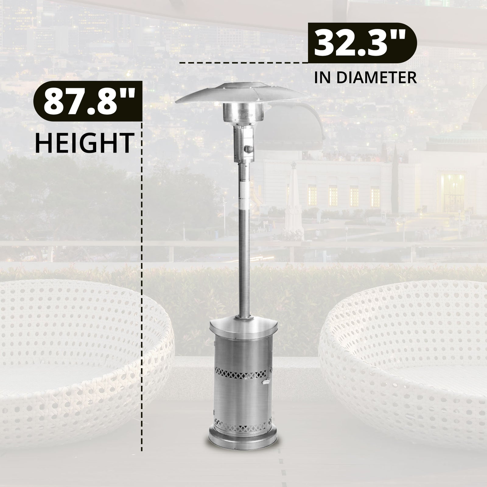 Four Seasons Courtyard 48,000 BTU Freestanding Outdoor Backyard Patio Heater - VMInnovations