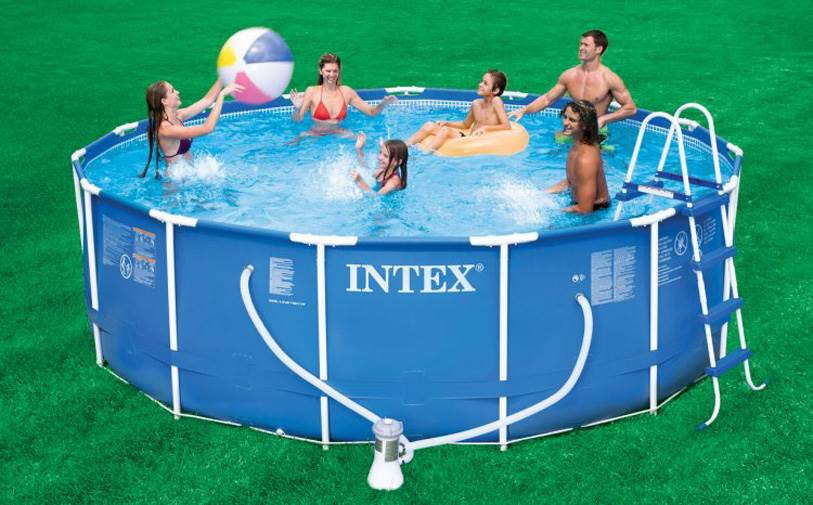 Intex 15' x 48" Metal Frame Above Ground Swimming Pool & Pump Set (Open Box)