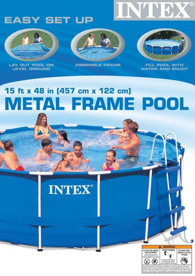 Intex 15' x 48" Metal Frame Above Ground Swimming Pool & Pump Set (Open Box)