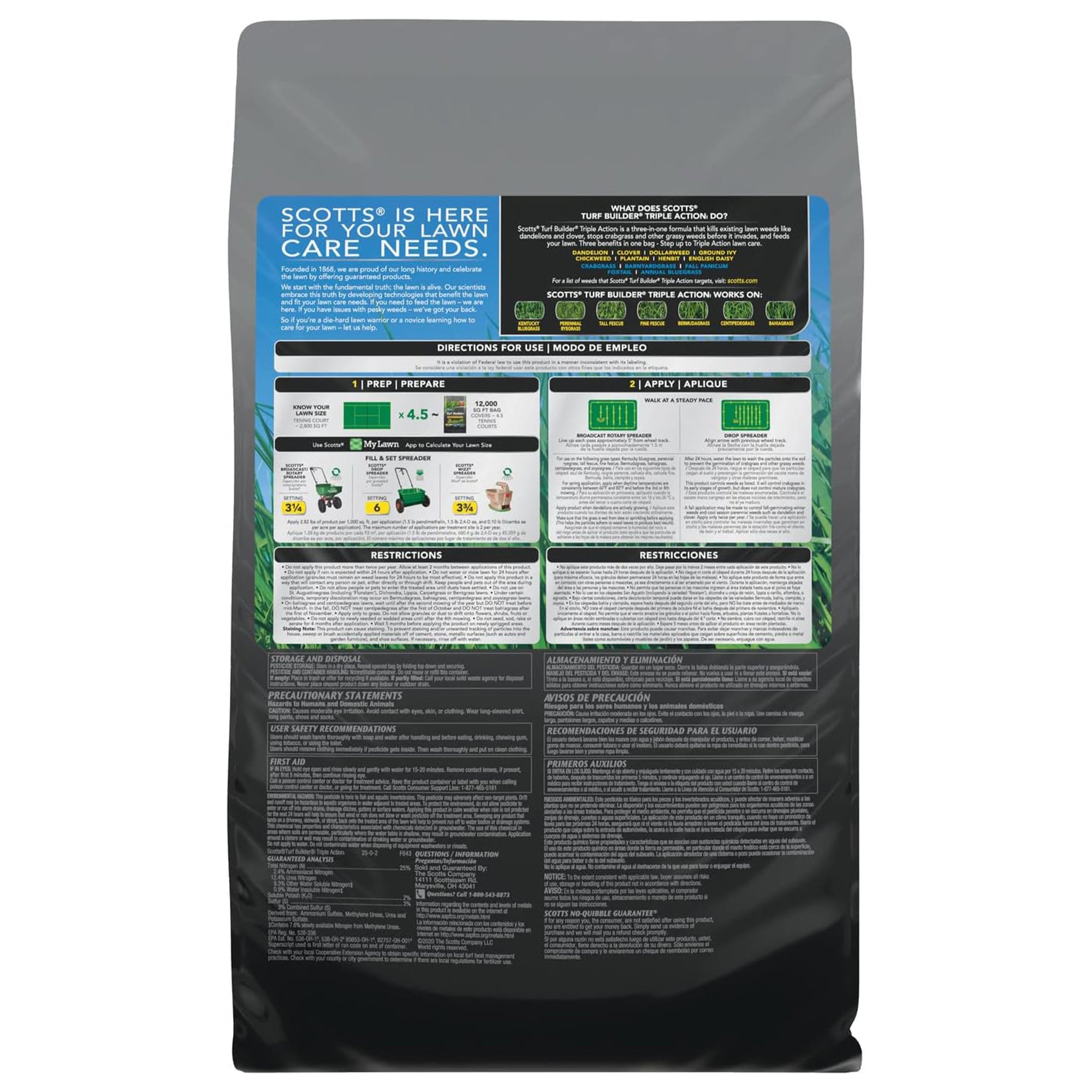 Scotts Turf Builder 3-in-1 Weed Destroyer and Lawn Fertilizer for 12,000 Sq Ft