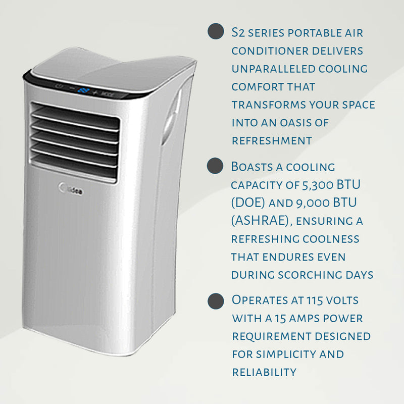 HomePointe S2 Series 5,000 BTU Portable Air Conditioner Home Cooling Fan Unit