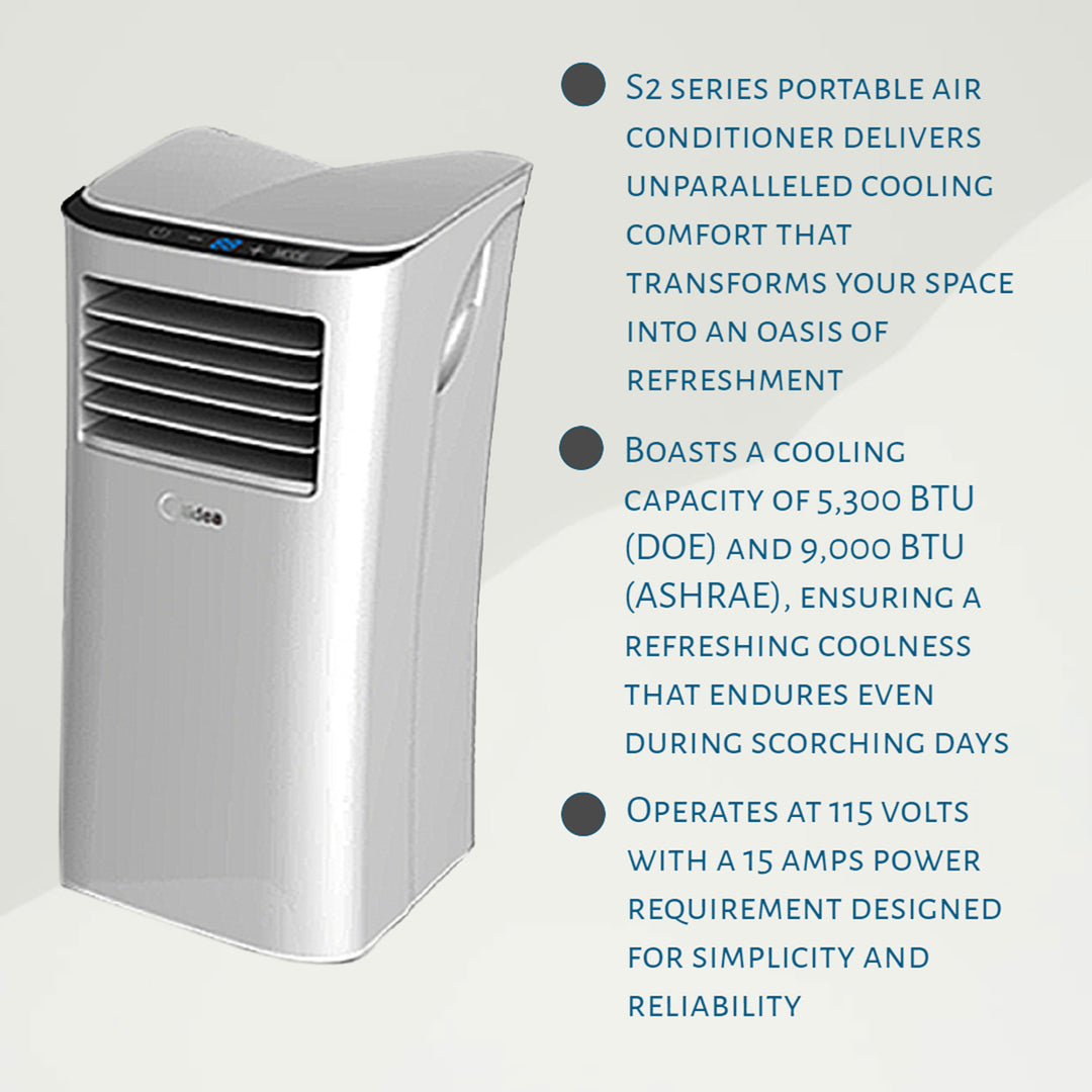 HomePointe S2 Series 5,000 BTU Portable Air Conditioner Home Cooling Fan Unit - VMInnovations