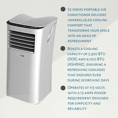 HomePointe S2 Series 5,000 BTU Portable Air Conditioner Home Cooling Fan Unit - VMInnovations