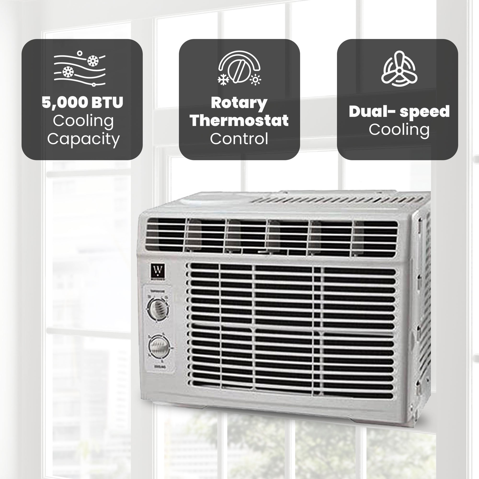 HomePointe 5,000 BTU Window Air Conditioner with Rotary Thermostat (Damaged) - VMInnovations