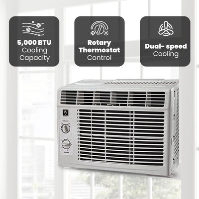 HomePointe 5,000 BTU Window Air Conditioner with Rotary Thermostat (Damaged) - VMInnovations