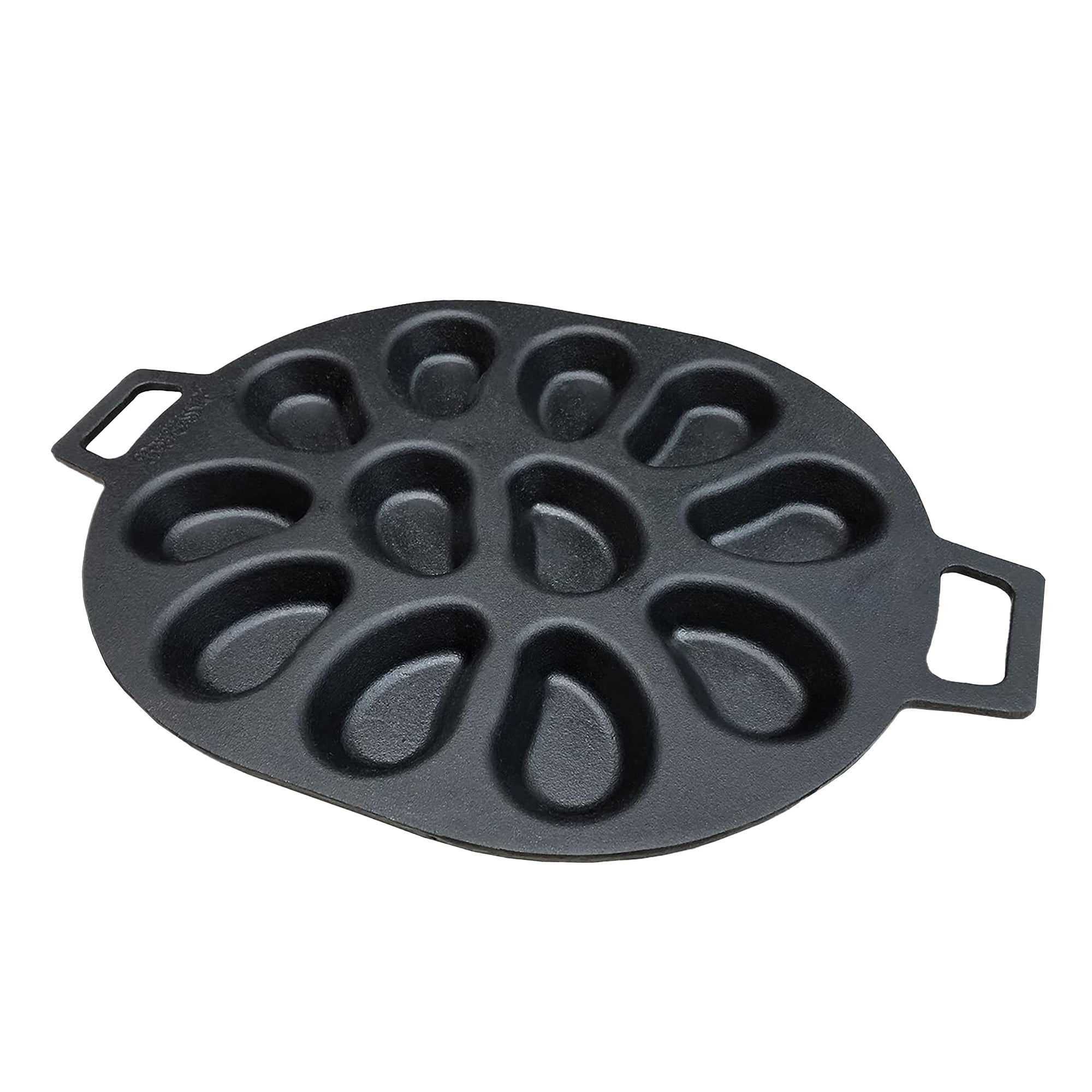 Bayou Classic Cast Iron Shellfish Shaped Oyster Grill Pan for 12 Clams, Black - VMInnovations