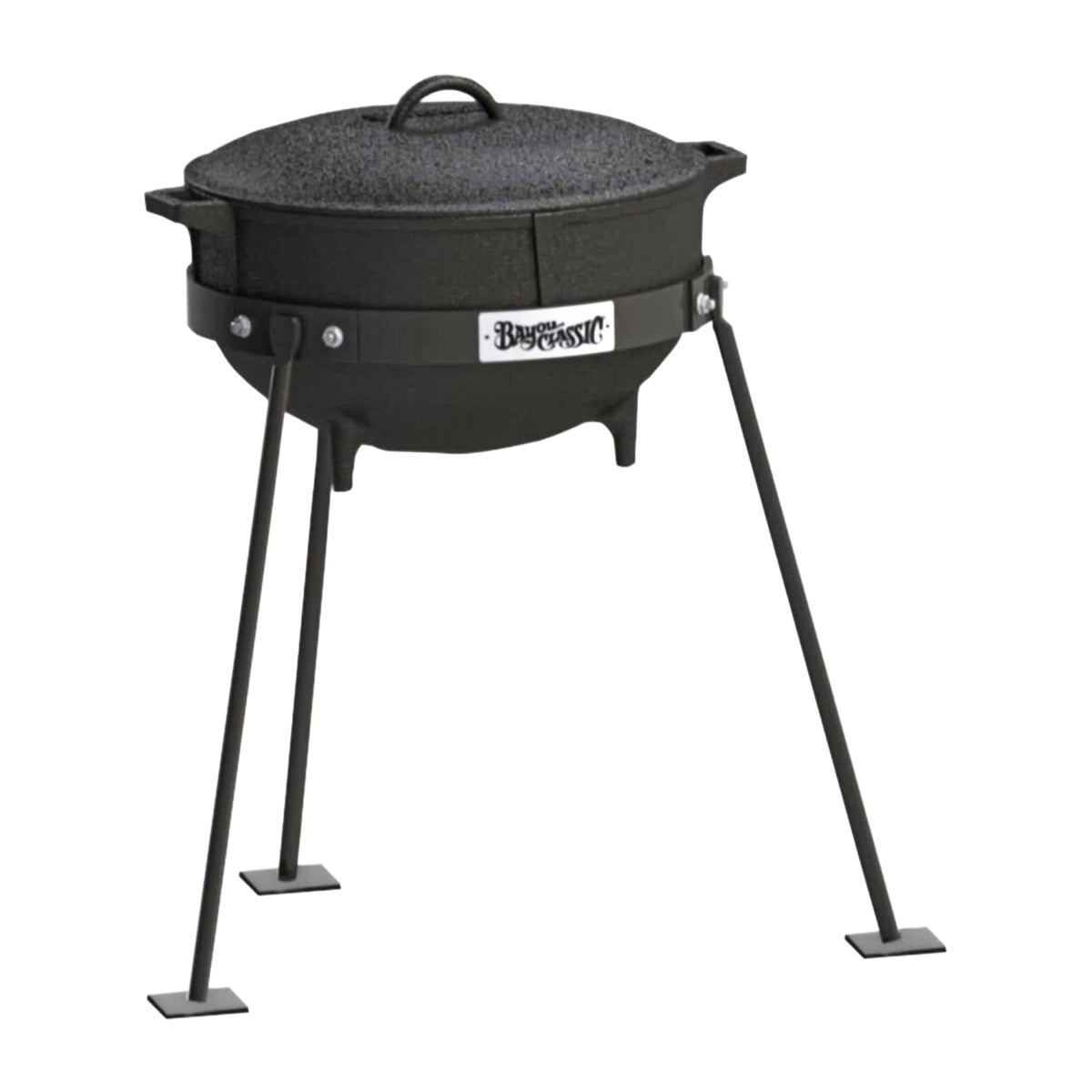 Bayou Classic 7 Gallon Cast Iron Jambalaya Kettle Pot with Lid and Tripod Stand - VMInnovations
