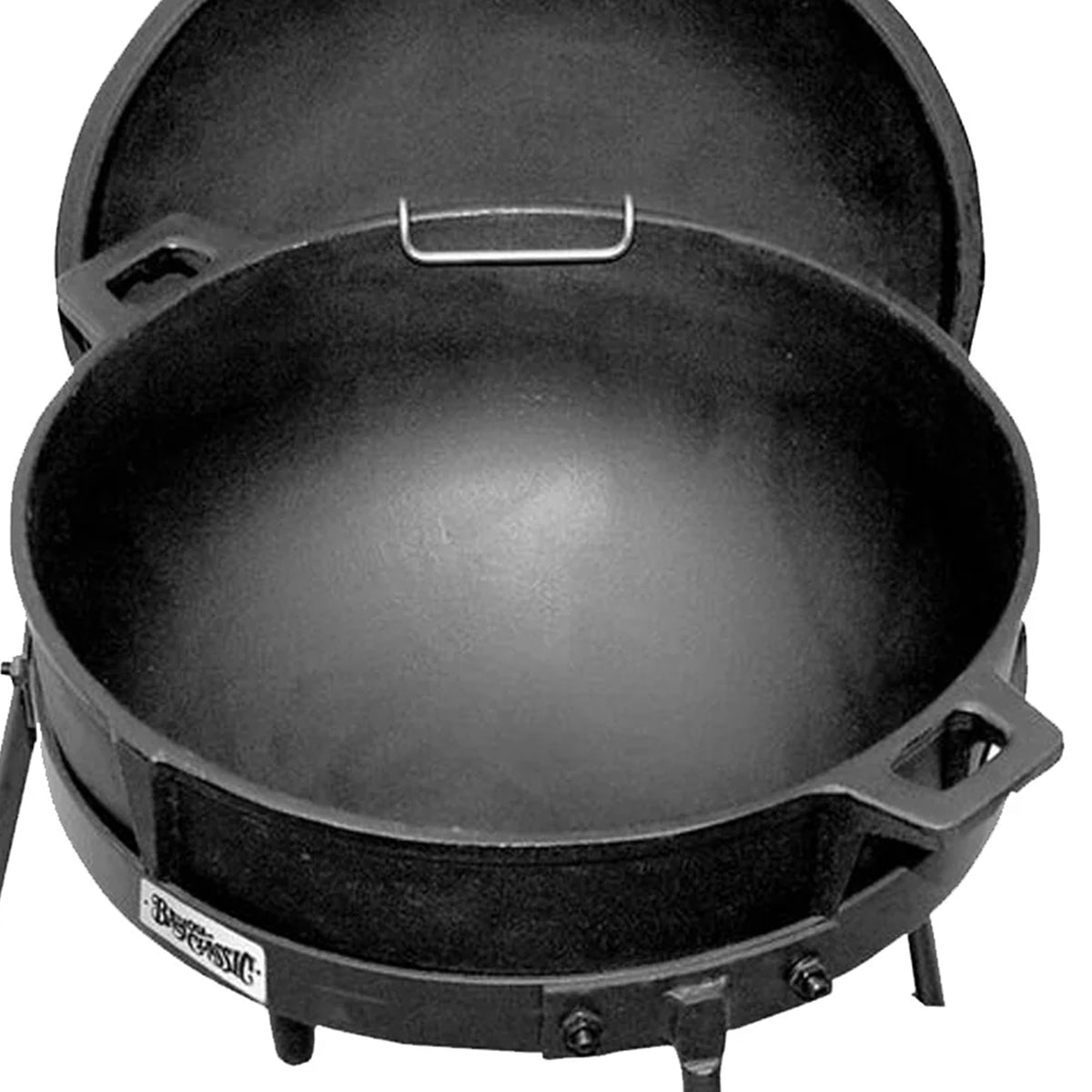 Bayou Classic 7 Gallon Cast Iron Jambalaya Kettle Pot with Lid and Tripod Stand - VMInnovations
