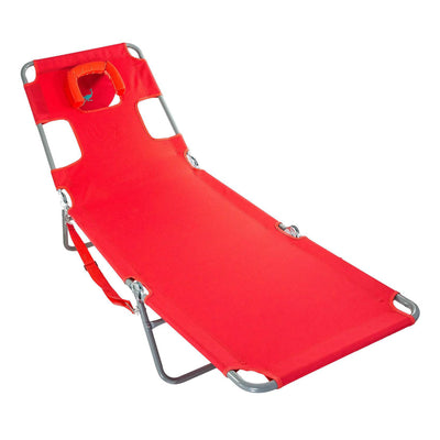 Ostrich Chaise Folding Beach Lounger & Deluxe 3in1 Padded Sports Chair, Red