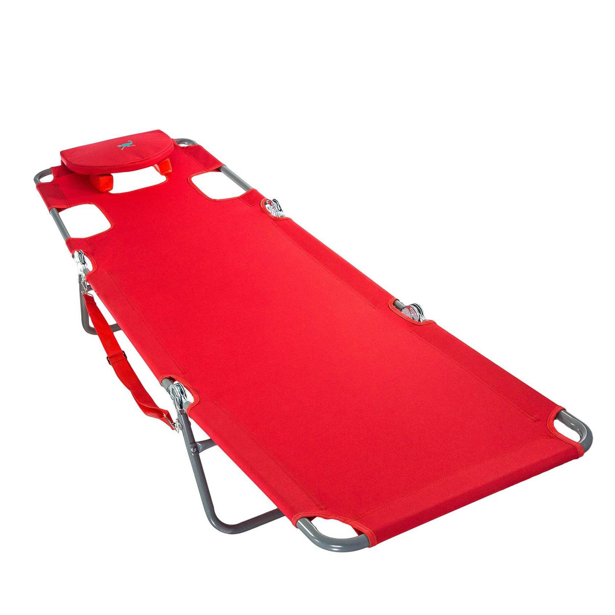 Ostrich Chaise Folding Beach Lounger & Deluxe 3in1 Padded Sports Chair, Red