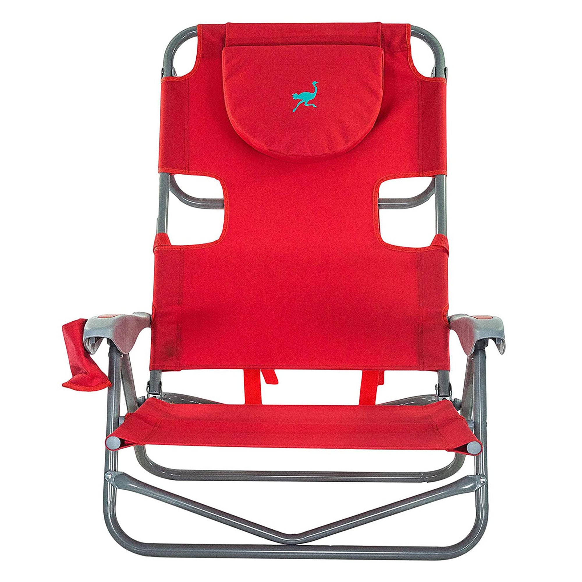 Ostrich Chaise Folding Beach Lounger & On Your Back Reclining Lawn Chair, Red - VMInnovations
