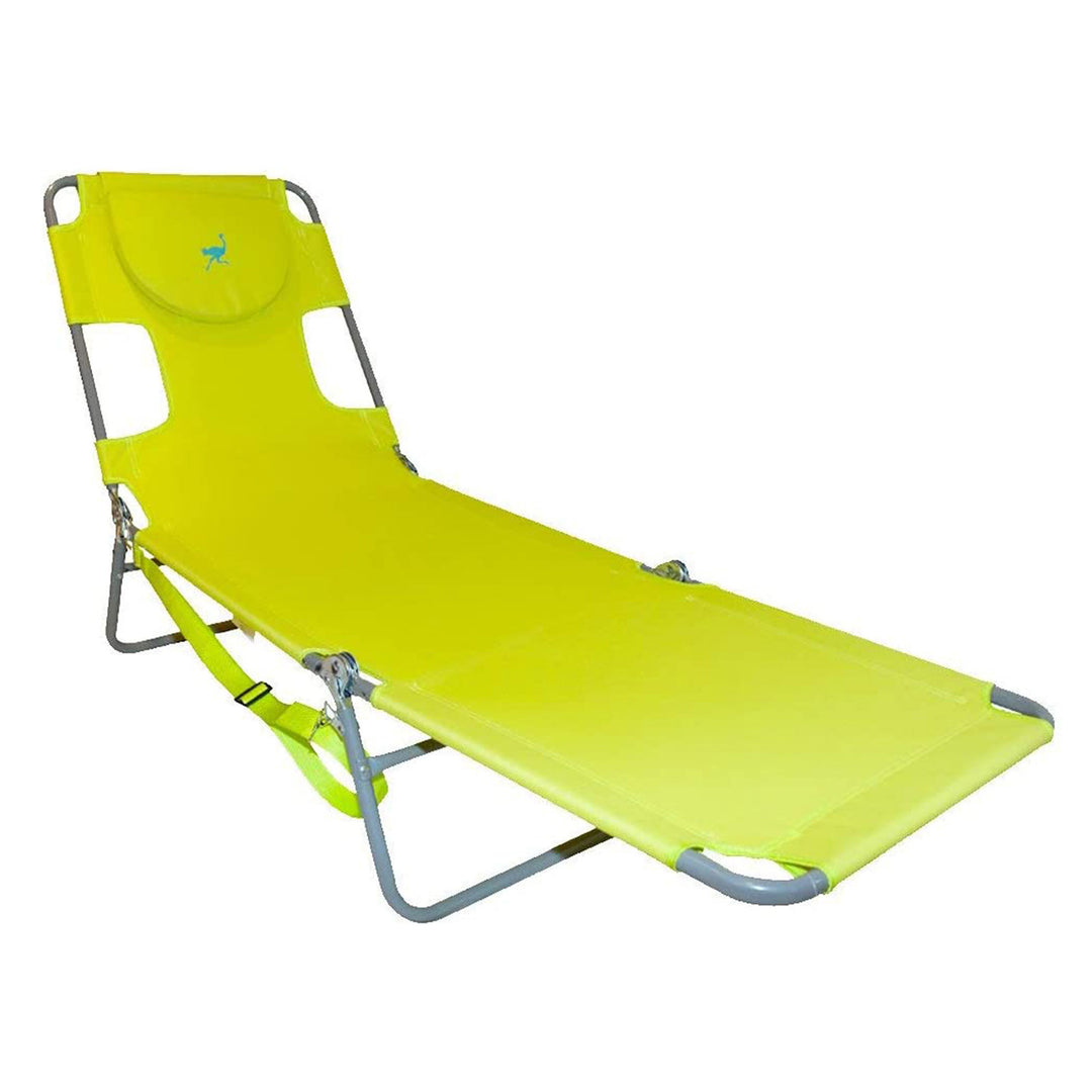 Ostrich On Your Back Reclining Lawn Chair & Chaise Folding Beach Lounger, Green