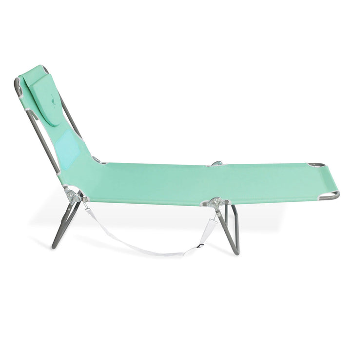 Ostrich Chaise Lounge Folding Sunbathing Poolside Beach Chair, Teal (2 Pack)