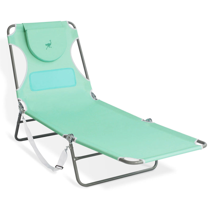 Ostrich Chaise Lounge Folding Sunbathing Poolside Beach Chair, Teal (3 Pack)