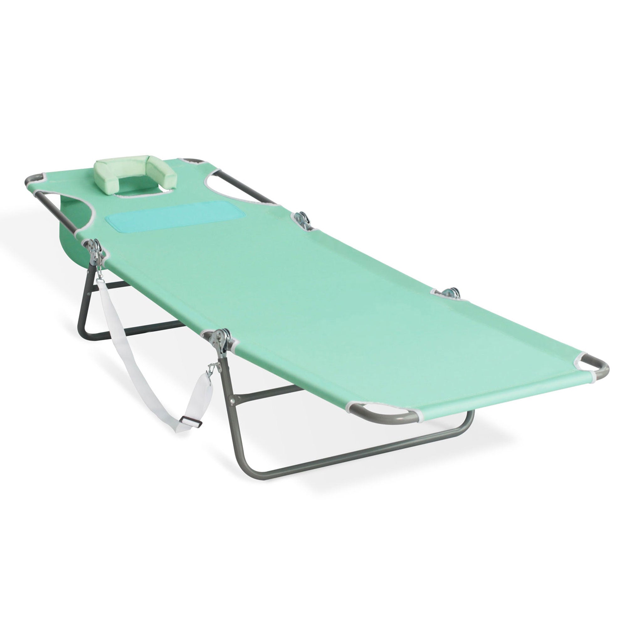 Ostrich Chaise Lounge Folding Sunbathing Poolside Beach Chair, Teal (3 Pack) - VMInnovations