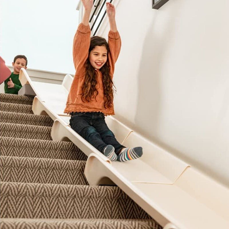 Stairslide Set of 8 Stair Mounted Kids Indoor Slide & Non-Slip Foam Landing Pad